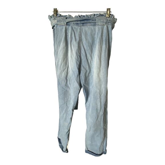 Giani Bernini Women's Size Large Paperbag Waist Chambray Denim Crop Pants Blue - Picture 4 of 7